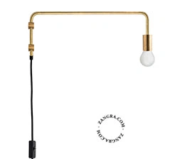 messing wandlamp met zwenkarm