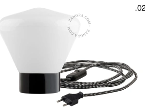 black porcelain table lamp - glass shade - Ø 10 cm