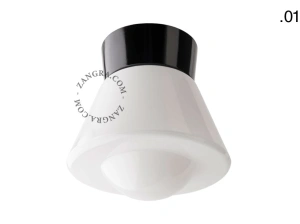 svart vägg- eller taklampa - glasskärm - Ø 11 cm