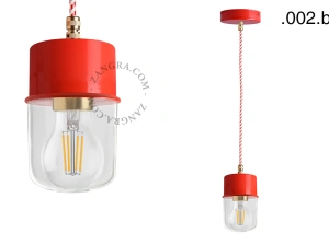 suspension rouge - globe en verre - Ø 8,5 cm