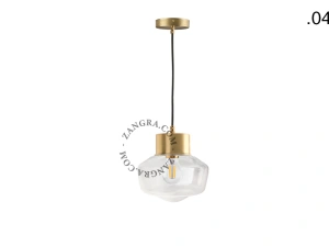 brass pendant light - glass shade - Ø 10 cm