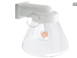 zewnętrzna lub łazienkowa lampa ścienna biała porcelana ze szklanym kloszem - IP54