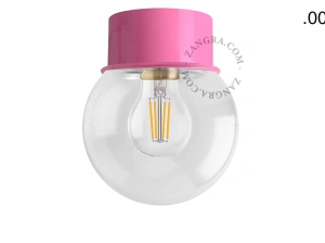 pink wall or ceiling light - glass shade - Ø 10 cm