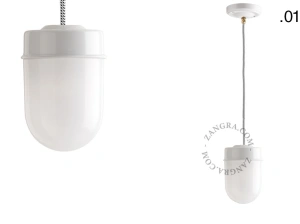 hvid porcelænspendellampe - glasskærm