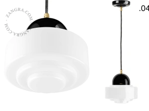 black porcelain pendant light - glass shade