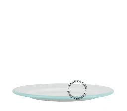 piatto in smalto bianco con bordo blu - Ø 20 cm