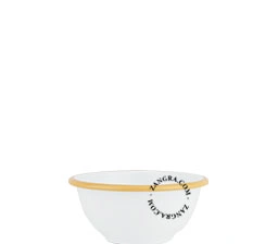 bol en émail blanc avec bord caramel - Ø 13,5 cm