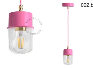 candeeiro suspenso rosa - abajur de vidro - Ø 8,5cm