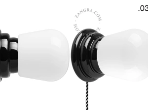 czarna porcelanowa lampa ścienna Art Deco Danilo z włącznikiem
