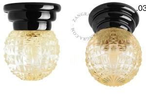 Art Deco-lampe i sort porcelæn Daniel