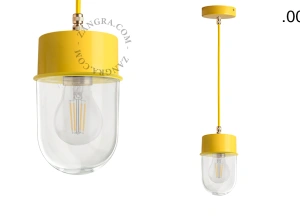 yellow pendant light - glass shade - Ø 10 cm