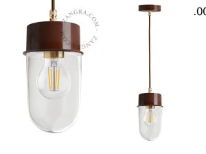 brun pendellampe - glasskærm - Ø 10 cm