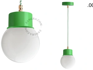 grøn pendellampe - glasskærm  - Ø 8,5 cm