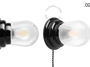 czarna porcelanowa lampa ścienna Art Deco Danilo z włącznikiem