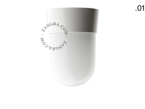 biała lampa ścienna lub sufitowa ze szklanym kloszem - Ø 11 cm