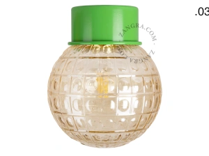 applique ou plafonnier vert - globe en verre - Ø 10 cm