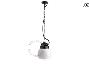 lampada a sospensione in porcellana nera per esterni o per bagno - paralume in vetro - IP54