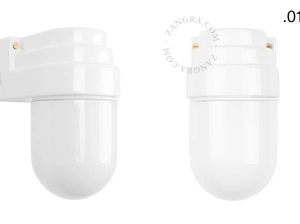 biała porcelanowa lampa ścienna Cameo  w stylu Art Deco