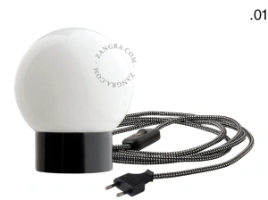black porcelain table lamp - glass shade - Ø 10 cm