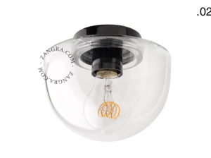 sort bakelit væg- eller loftslampe – glas skærm - Ø 9 cm