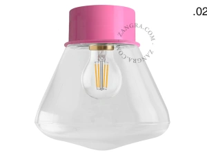 pink wall or ceiling light - glass shade - Ø 10 cm