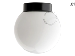 sort bakelit væg- eller loftslampe – glas skærm - Ø 9 cm