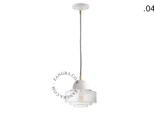lámpara colgante de porcelana blanca - pantalla de vidrio