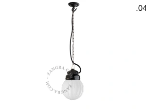 lampada a sospensione in porcellana nera per esterni o per bagno - paralume in vetro - IP54