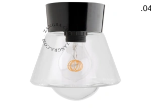 svart vägg- eller taklampa - glasskärm - Ø 11 cm