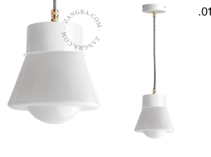 hvid pendellampe - glasskærm - Ø 10 cm