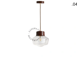 brun pendellampe - glasskærm - Ø 10 cm