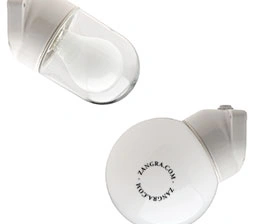 aplique de baño de porcelana blanca - Ø 8,3 cm - pantalla de vidrio - IP54