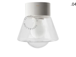 candeeiro de parede ou de teto em porcelana branca - abajur de vidro - Ø 10cm - IP54