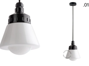 snoerlamp met glazen kap