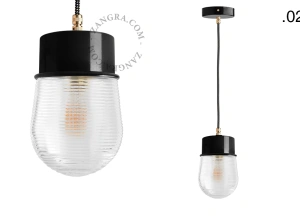 candeeiro suspenso preto - abajur de vidro - Ø 10cm