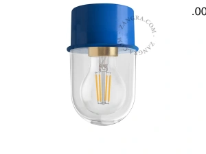 blaue Wand- oder Deckenleuchte - Glasschirm - Ø 8 cm