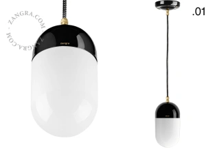 black porcelain pendant light - glass shade