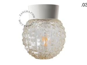 biała lampa ścienna lub sufitowa ze szklanym kloszem - Ø 11 cm