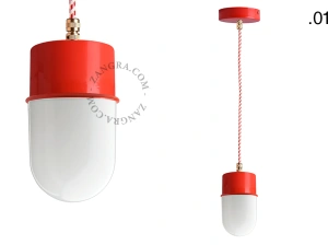 suspension rouge - globe en verre - Ø 8,5 cm