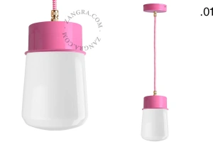 lámpara colgante rosa - pantalla de vidrio - Ø 10 cm