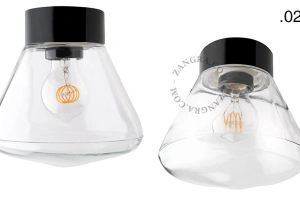candeeiro de parede ou de teto em porcelana preta - abajur de vidro - Ø 10cm - IP54