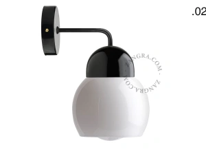 applique en porcelaine noire - globe en verre