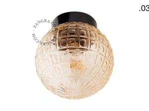 sort bakelit væg- eller loftslampe – glas skærm - Ø 9 cm
