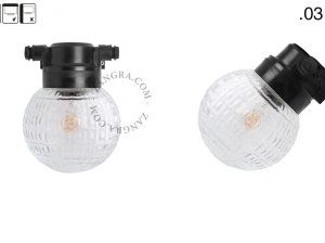 zewnętrzna lub łazienkowa czarna lampa ścienna - szklany klosz - IP54