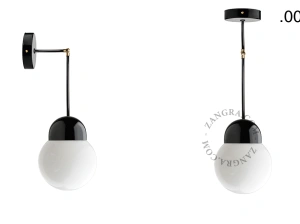 lámpara o aplique de porcelana negra - pantalla de vidrio