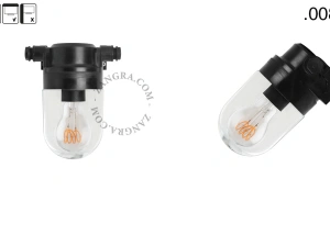 badrum svart vägglampa med glasskärm - IP54