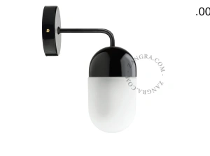 applique en porcelaine noire - globe en verre
