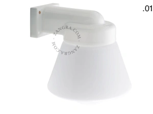 zewnętrzna lub łazienkowa lampa ścienna biała porcelana ze szklanym kloszem - IP54