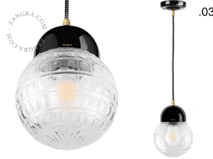 black porcelain pendant light - glass shade