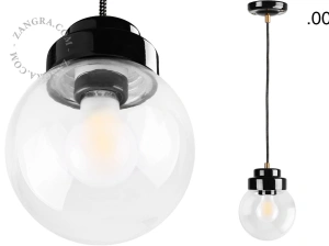 Art Deco pendellampa i svart porslin Denim